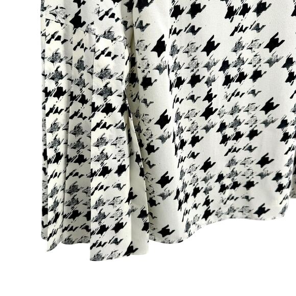 Talbots Sz Small Black White Houndstooth Print Formal Blouse Shirt Top Business - Picture 4 of 9